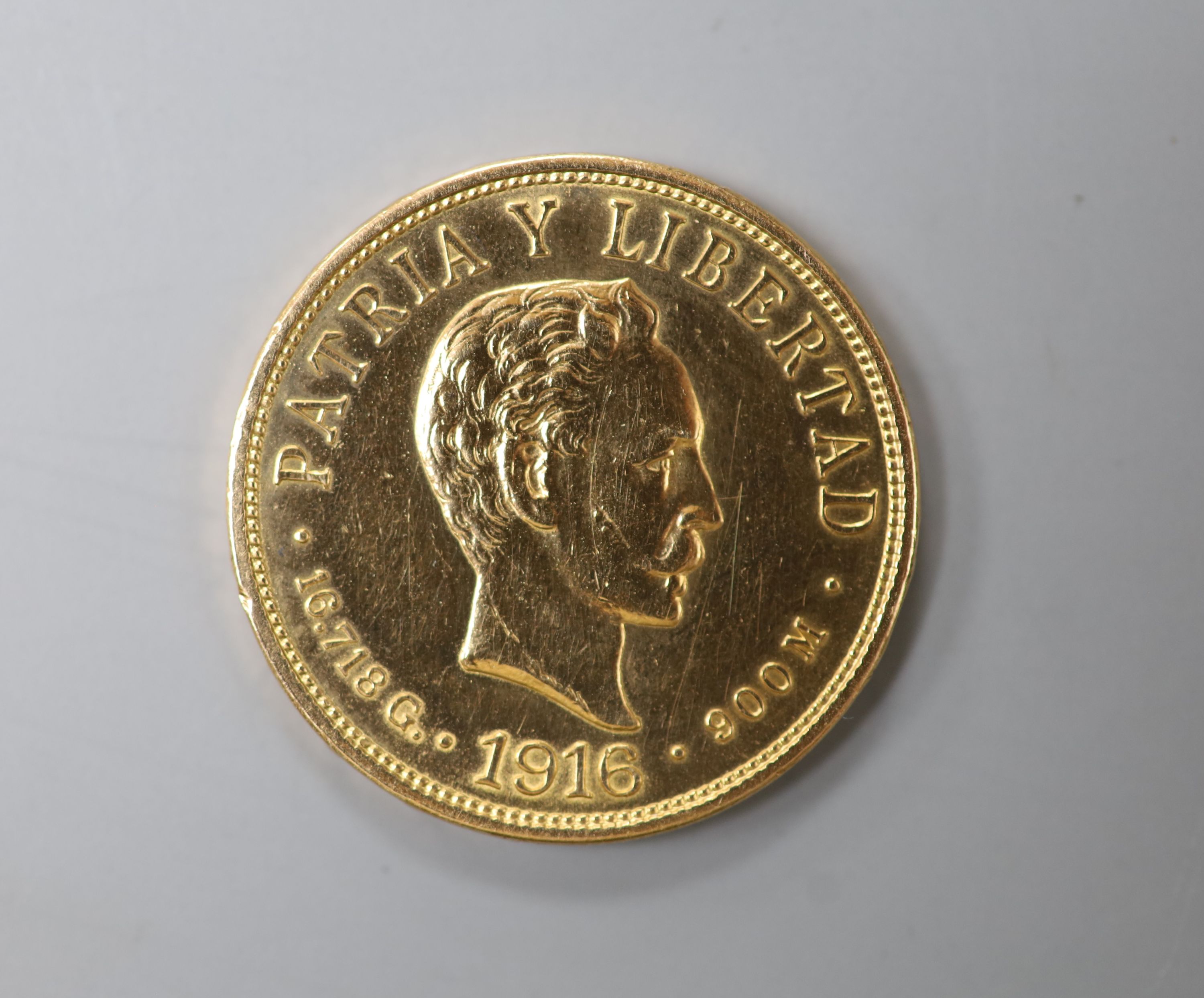 A Cuba gold 10 Pesos 1916, AEF, 16.718g